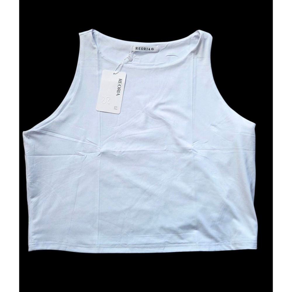 REORIA White Crop Tank Top Women's Size 2X Plus XXL Sleeveless Layer Staple